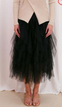 Chey Layer tulle skirt black