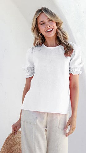 white linen blouse