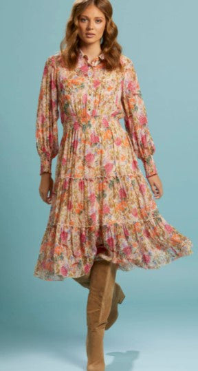 Vintage floral pink dress