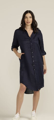 Navy but linen dress