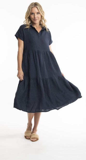 Navy collar dress