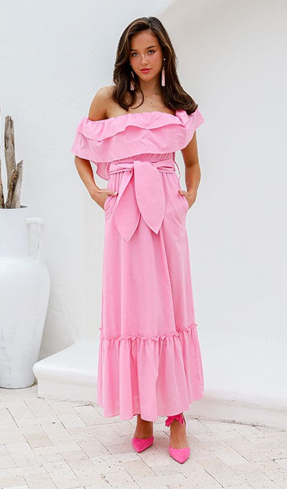 Pink off shoulder dress