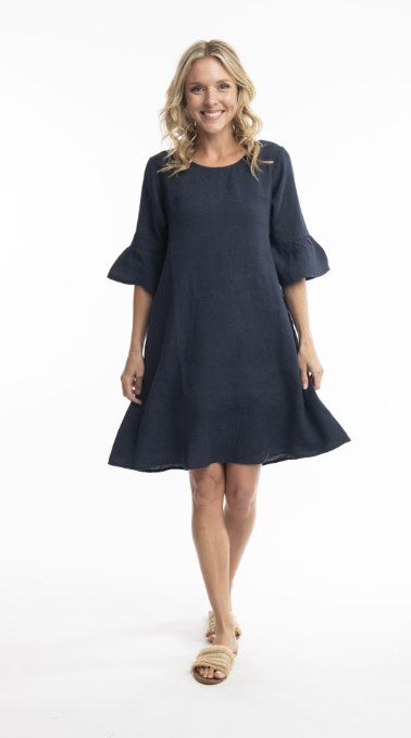 LINEN Dress navy