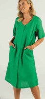 Emerald linen dress