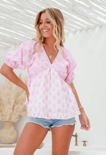 Pink flower power blouse