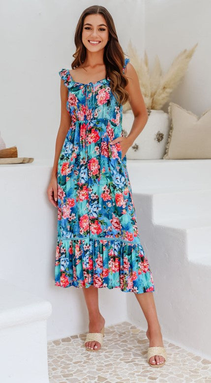 Santorini dress blue