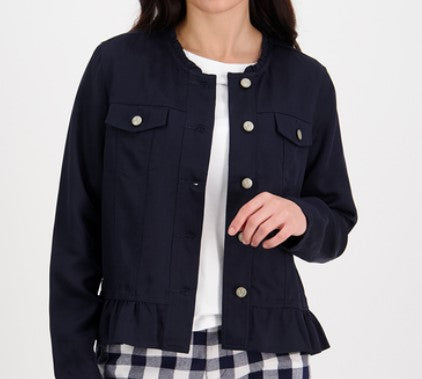 Jacket Frill Hem and Cuff Navy