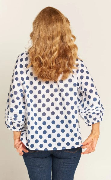 Navy Spot Cotton shirt