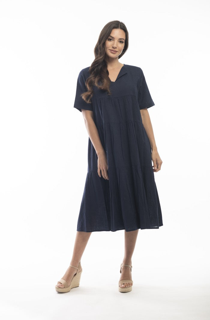 Orientique Essentials dress collared navy dress