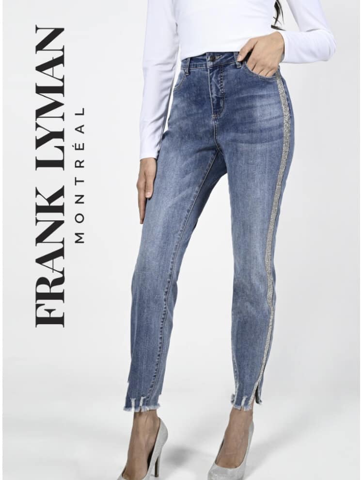 Blue denim silver sparkle seam Jean