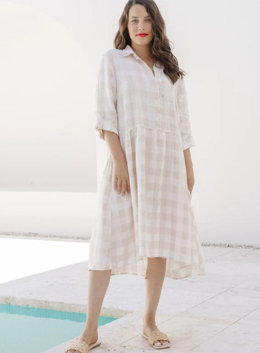 Halle Linen Gingham Dress - Calico