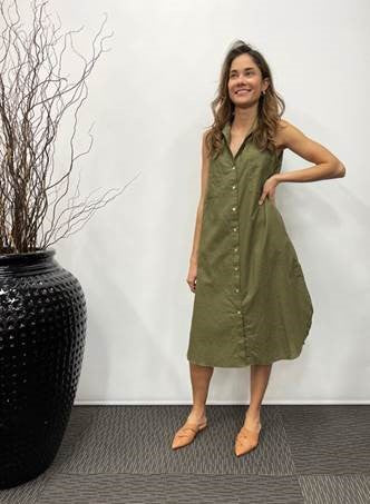 Olive Cotton/linen dress